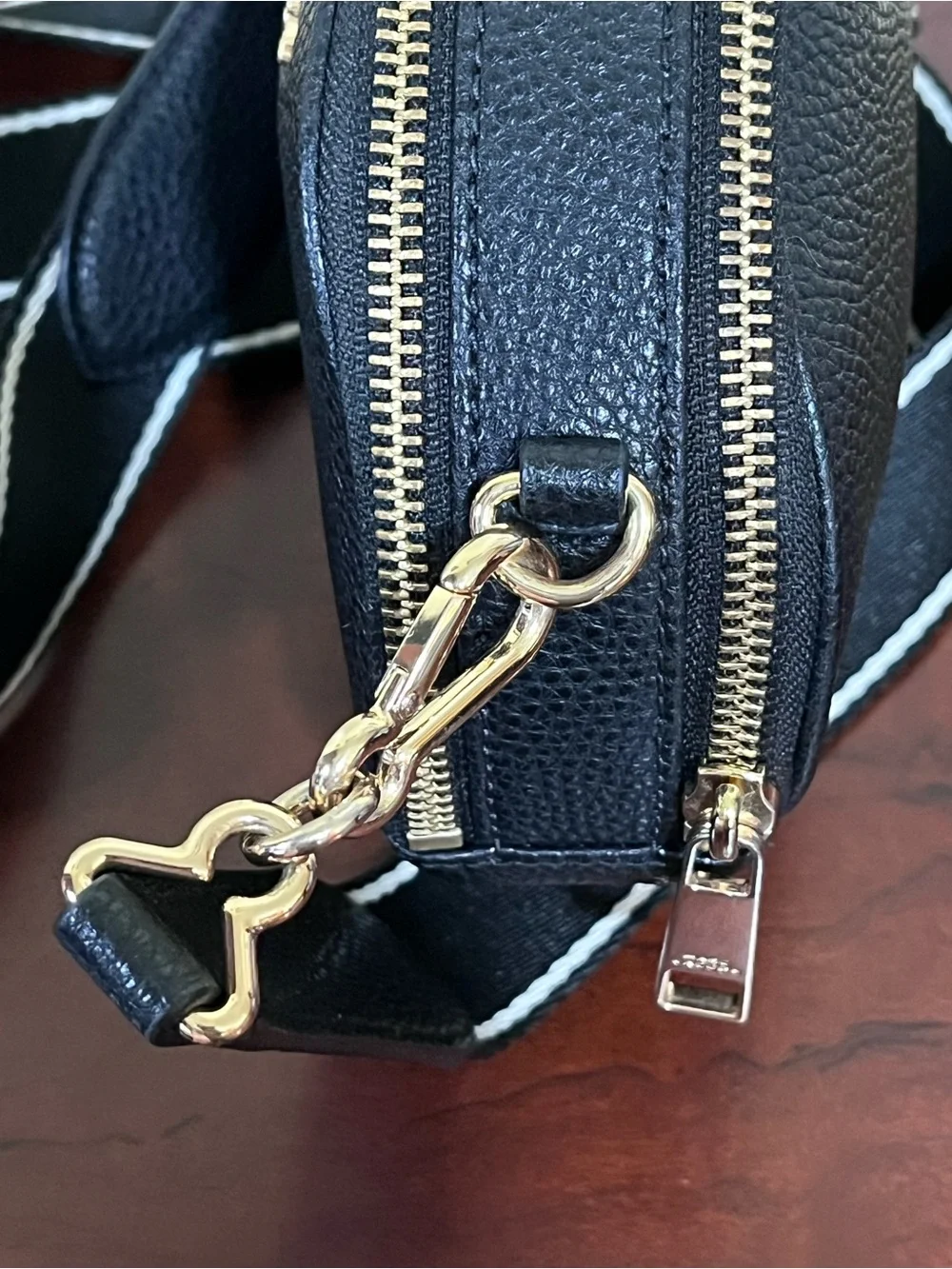 Marc Jacobs Black Pebbled Leather Round Crossbody Bag w/ Guitar Strap